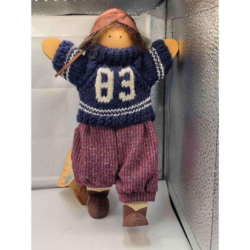 Lizzie High Gilbert High Wooden Folk Doll 1994 Handcrafted Football Kicker 83